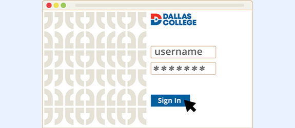 screenshot of dallas college login menu