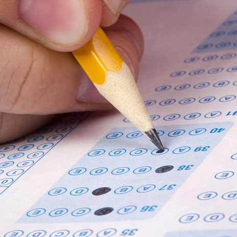 Photo of a test scantron being filled out.