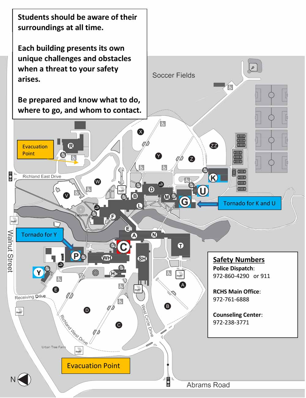 RCHS Safety and Evacuation Information Map