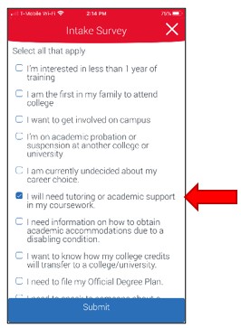 Preference Question 3. Select all that apply. Response options include a checkbox list of items related to student interests, academic and career goals.