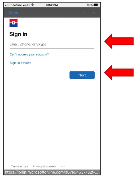 App Sign-in Prompt. Type official school email then select Next to log into the  Student Navigate Mobile App.
